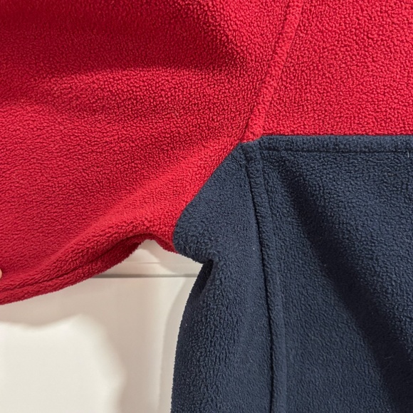 Lands' End men's blue and red 1/4 snap closure polar fleece pullover size M - Picture 8 of 16